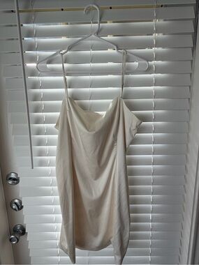 Sunday Best Ivory Satin Slip Dress with Cowl Neck